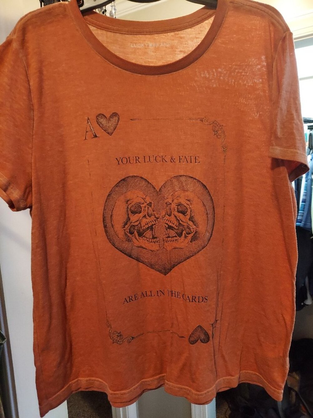 Lucky Brand Skull/Heart Playing Card Graphic Tee